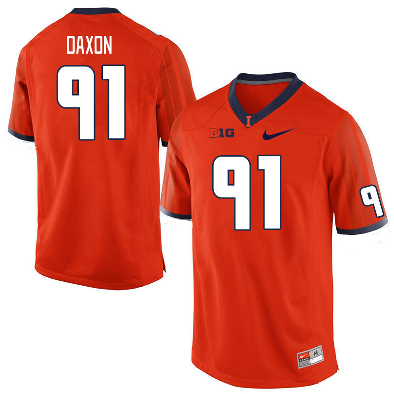 Men #91 Denzel Daxon Illinois Fighting Illini College Football Jerseys Stitched Sale-Orange